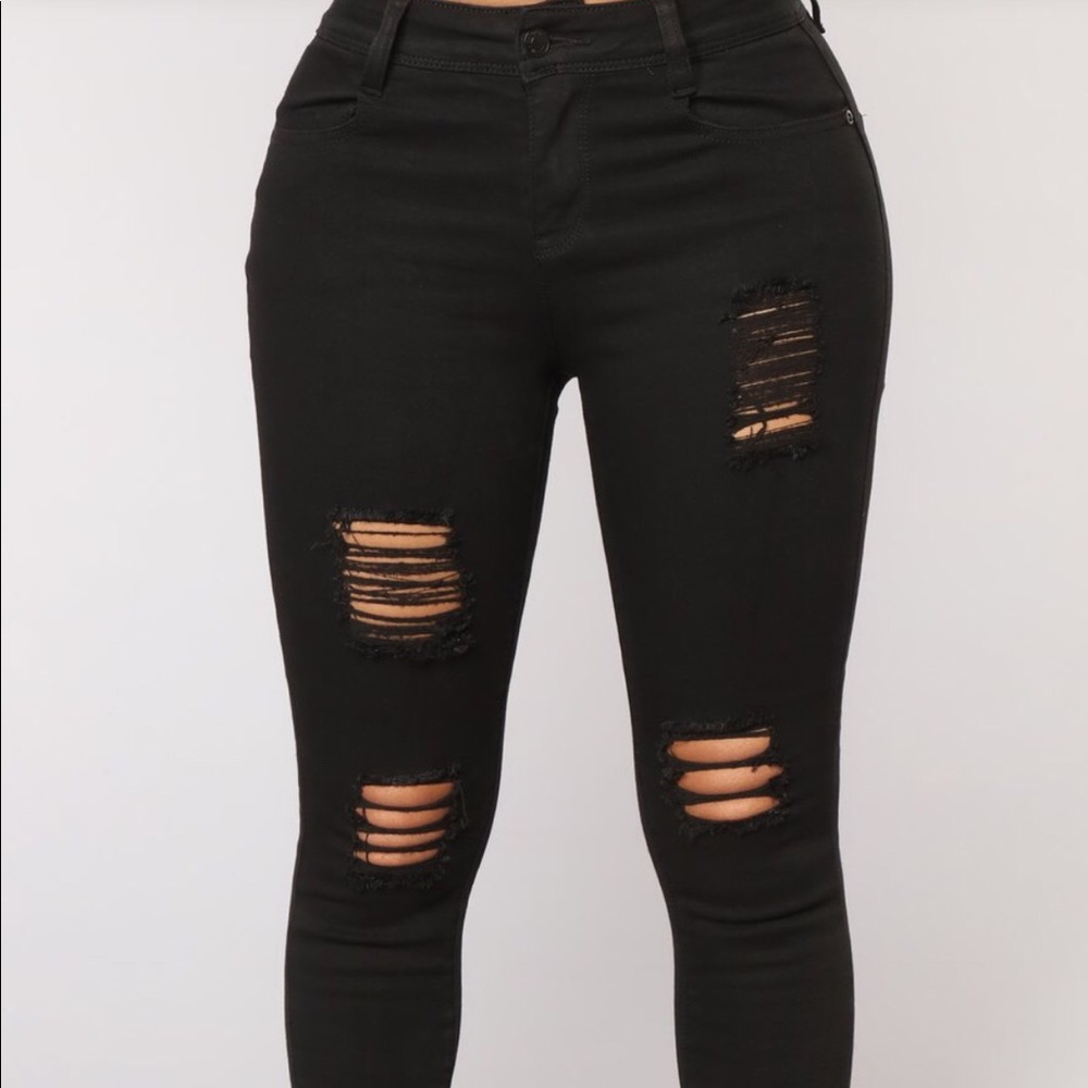 Fringed skinny jeans